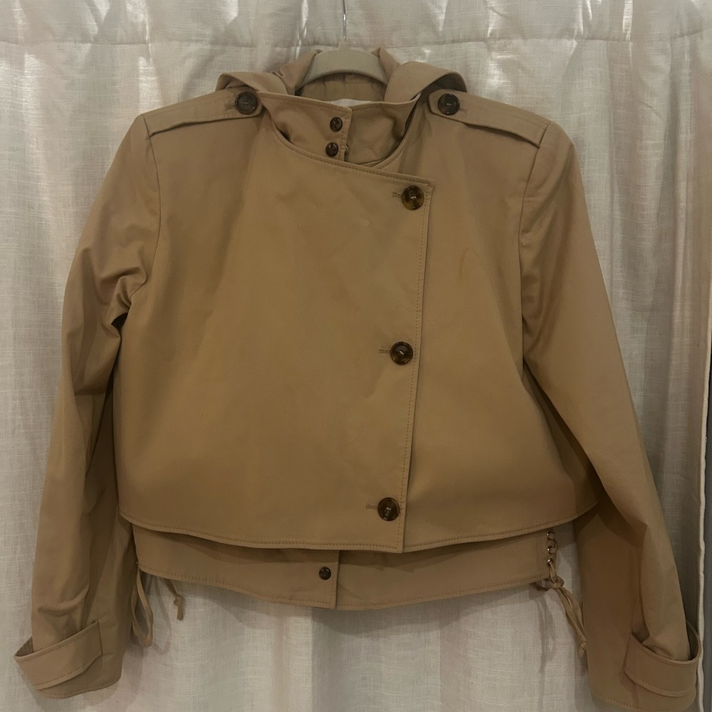 ba&sh Cropped Hooded Trench Jacket in Beige - Picture 5 of 9